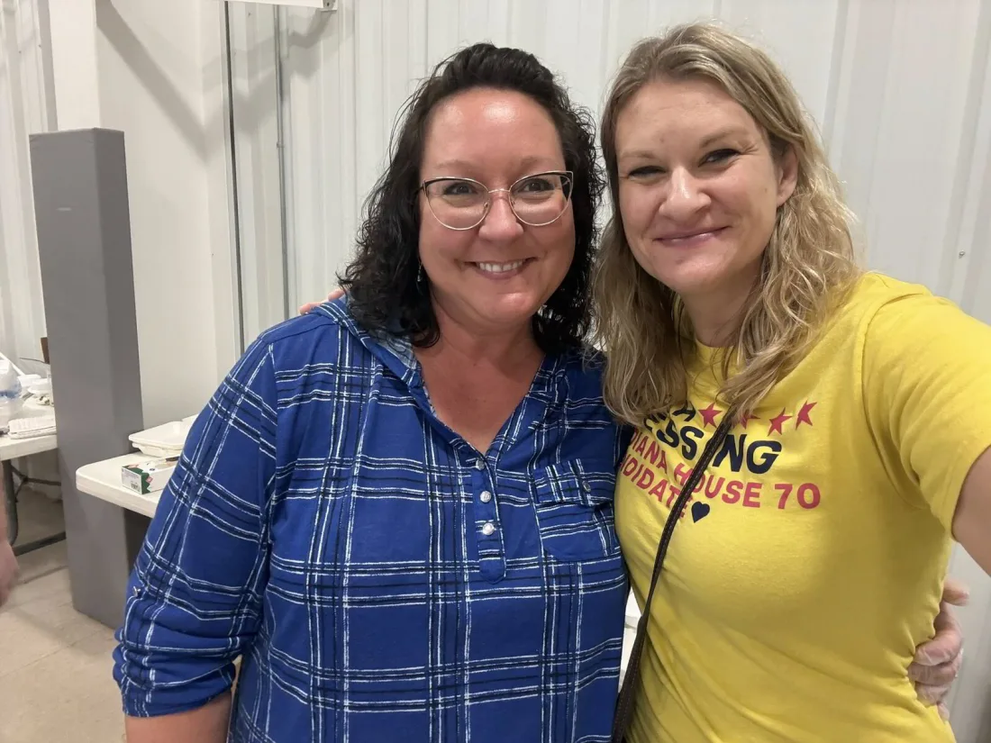 Sarah with a campaign supporter